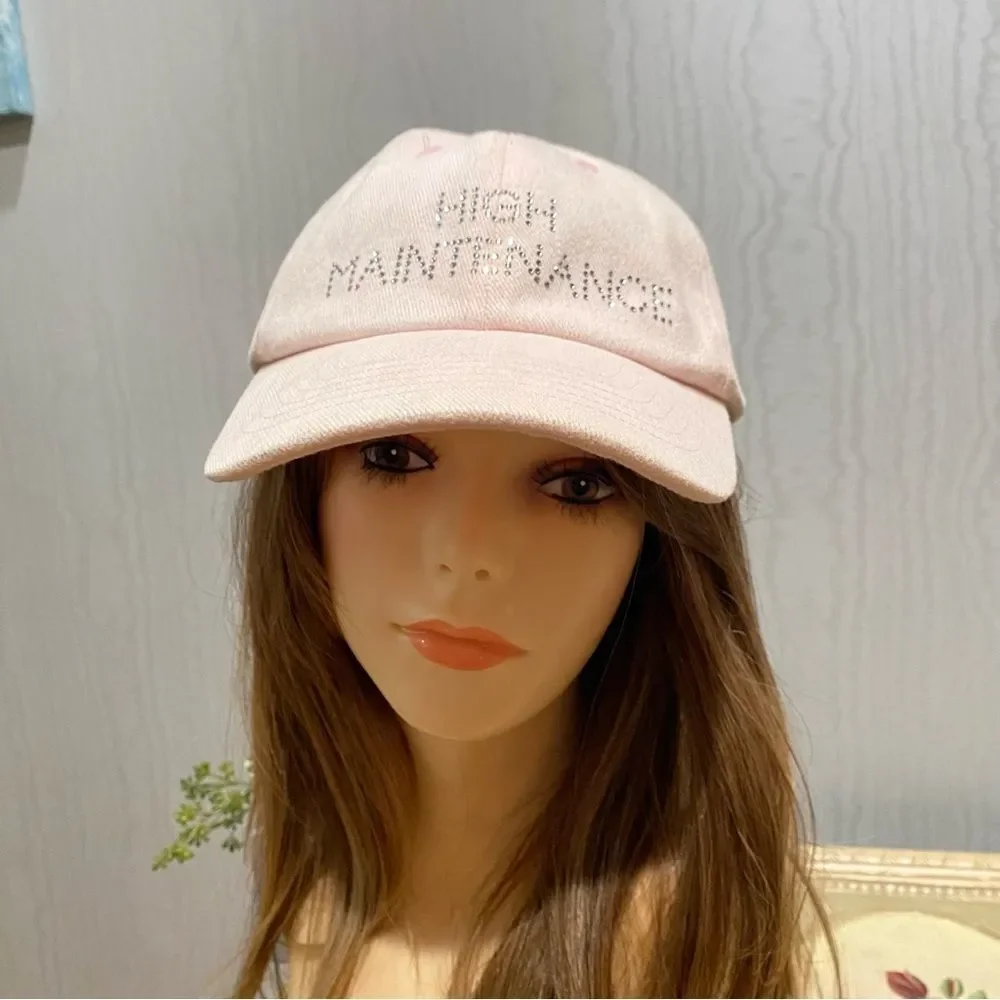 Christine Alexander High Maintenance Rhinestone Cap Pale Pink Strap Back OSFA